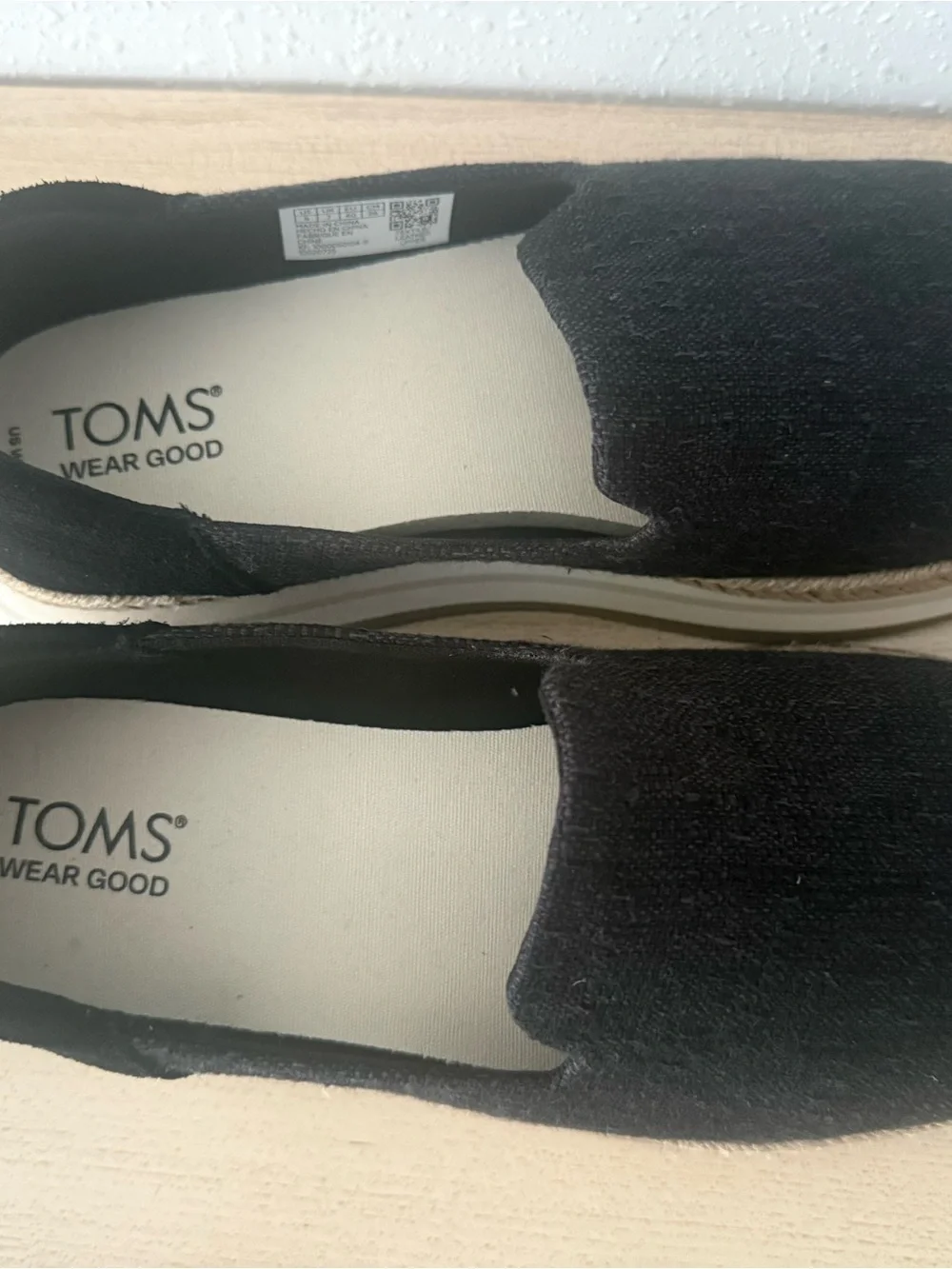 Toms Black Woven Slip-On Espadrille Sneakers